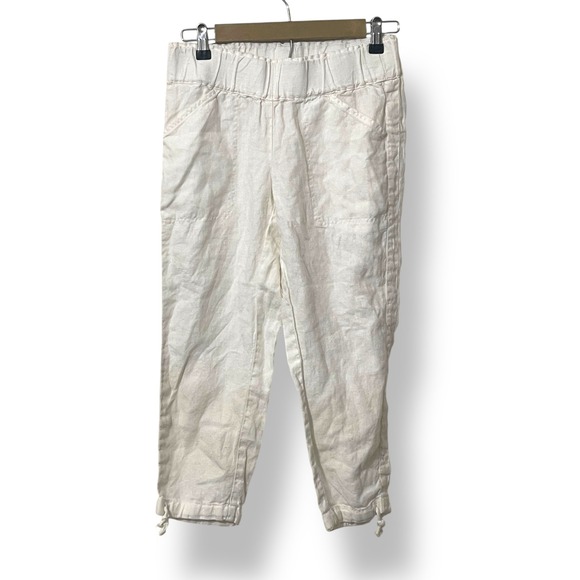 Pure Jill Pants - Pure Jill Linen Pants Women's XS Petite‎ Crop Casual White Drawstring